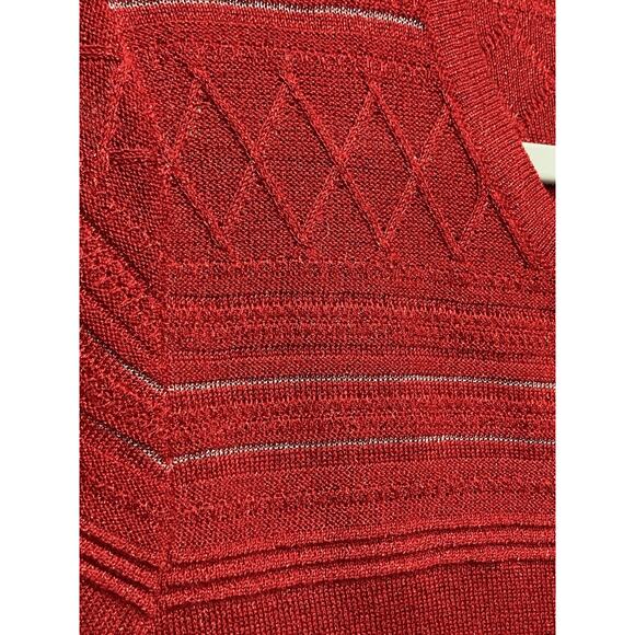 Liz Claiborne Sweater Woman’s L Red Sparkle Metallic Glam Christmas Holiday - Picture 6 of 8